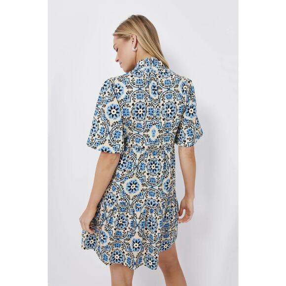 Tuckernuck Golden Medallion Crawford Dress Size Medium Flutter Ruffle Mini Blue - Picture 12 of 16